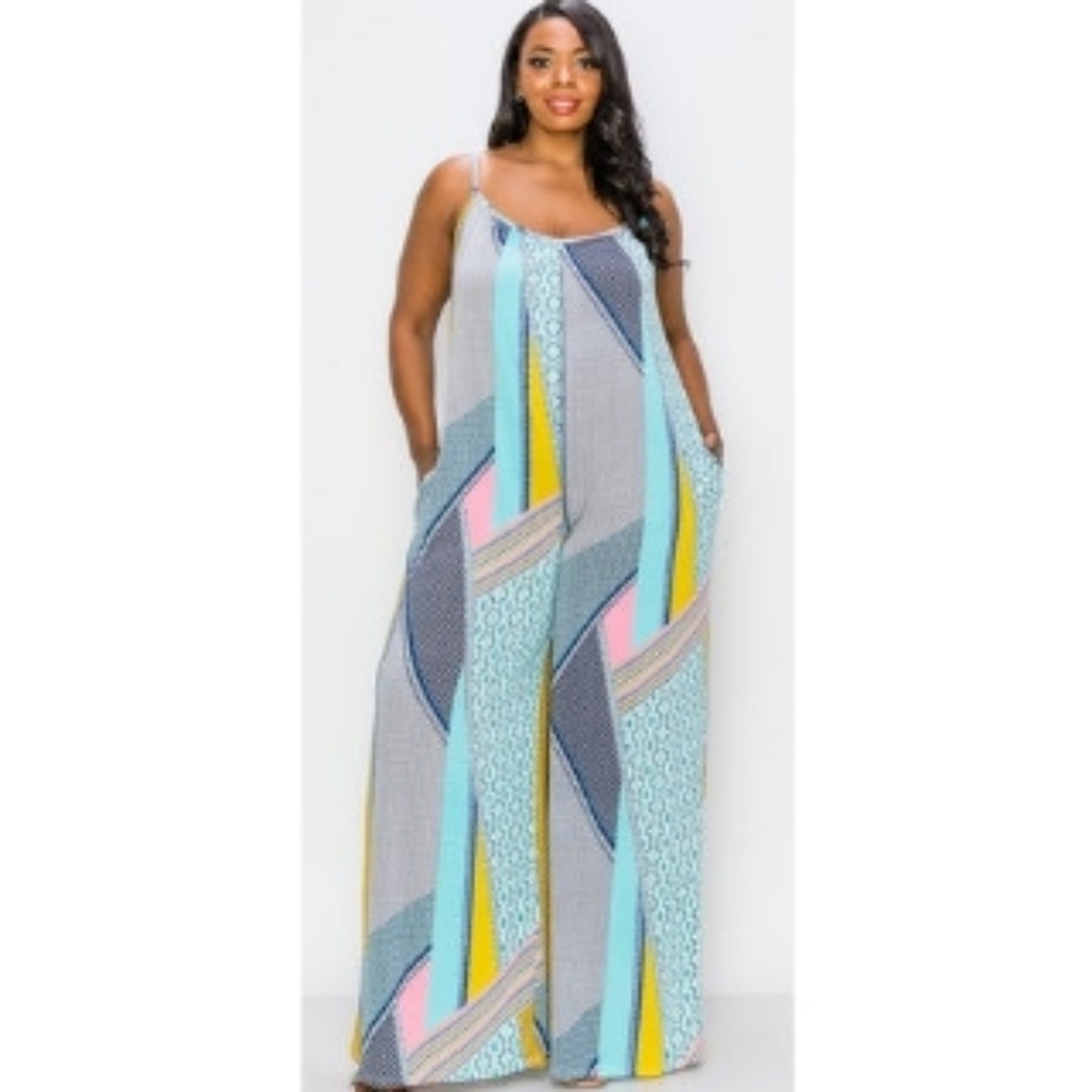 Geometric Plus Size Jumpsuit- 2x NWOT